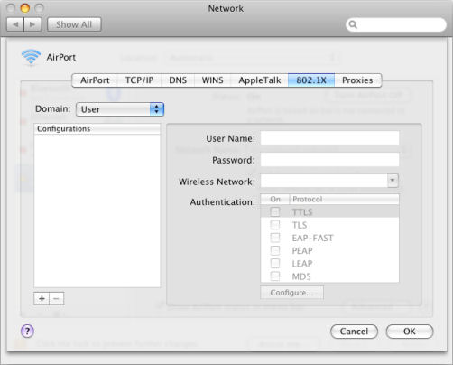 name of the program to wirless connections for mac os x
